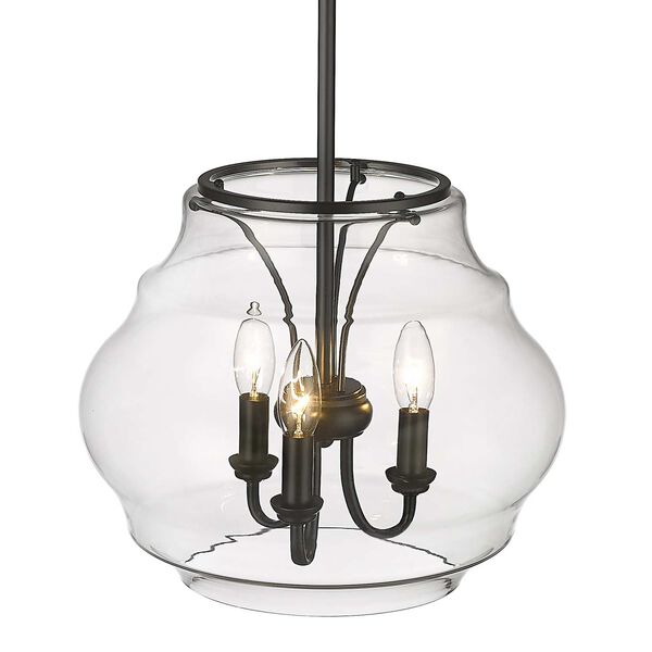 Annette Matte Black Three-Light Pendant with Clear Glass, image 6